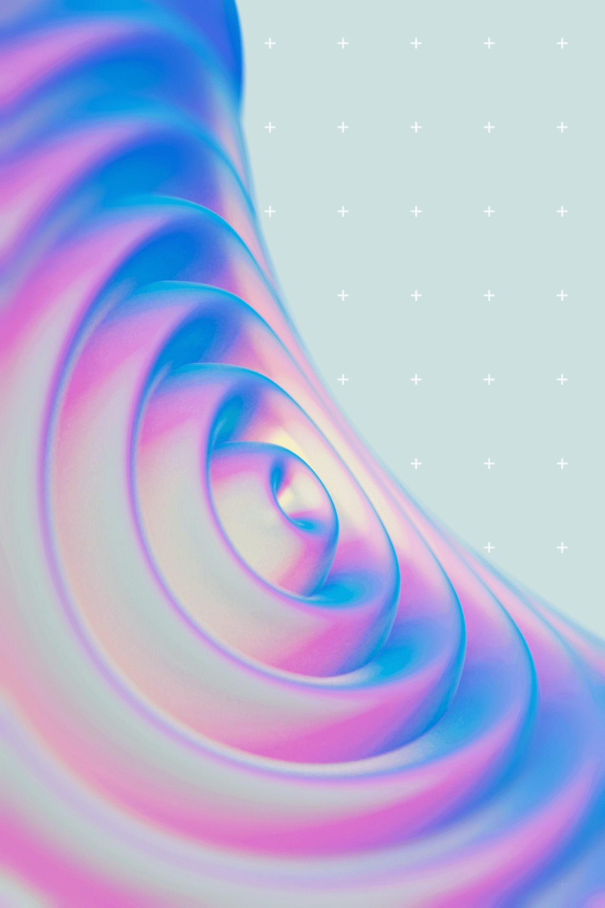 A curved metallic form made of concentric circular waves.