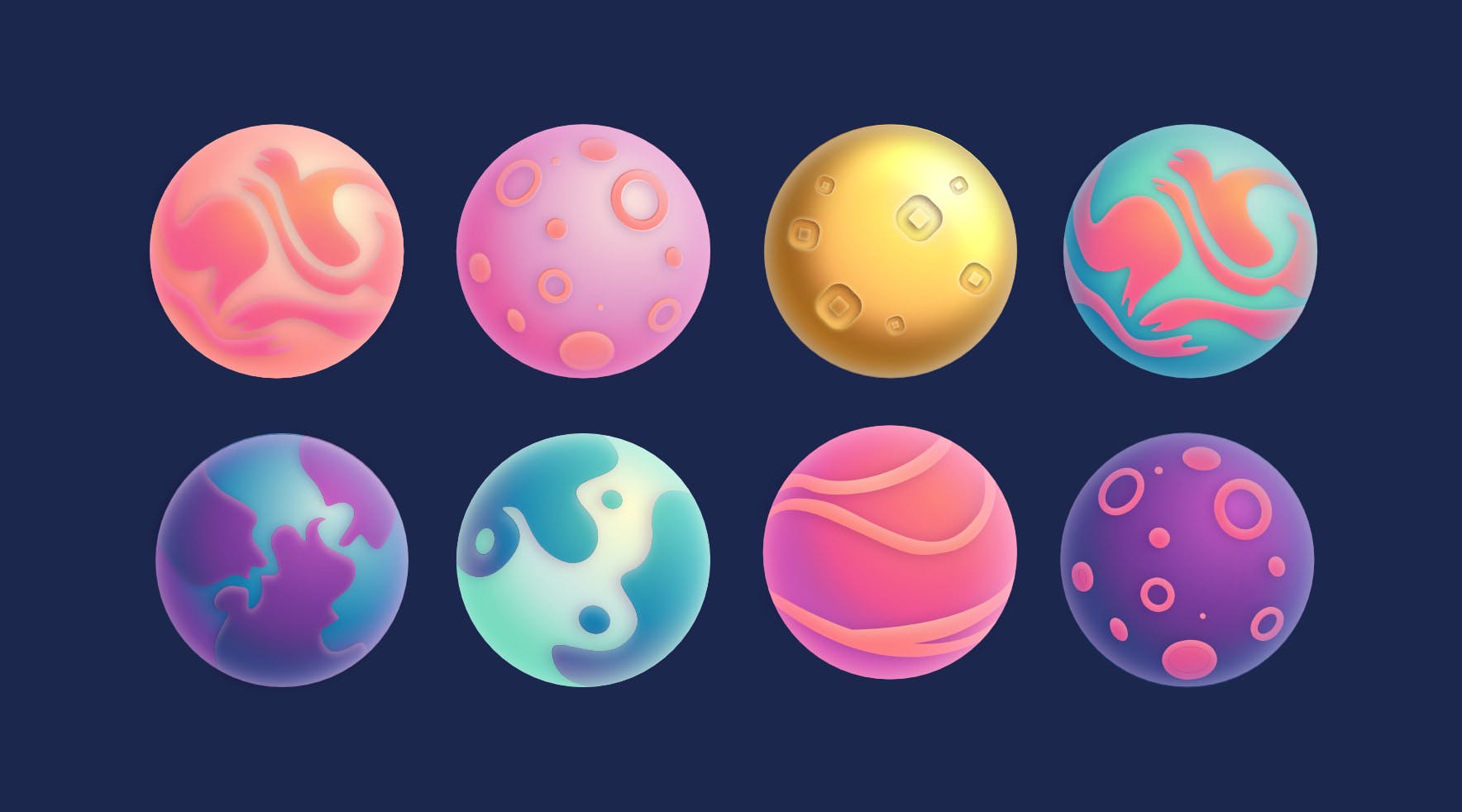 planet illustrations from the game art