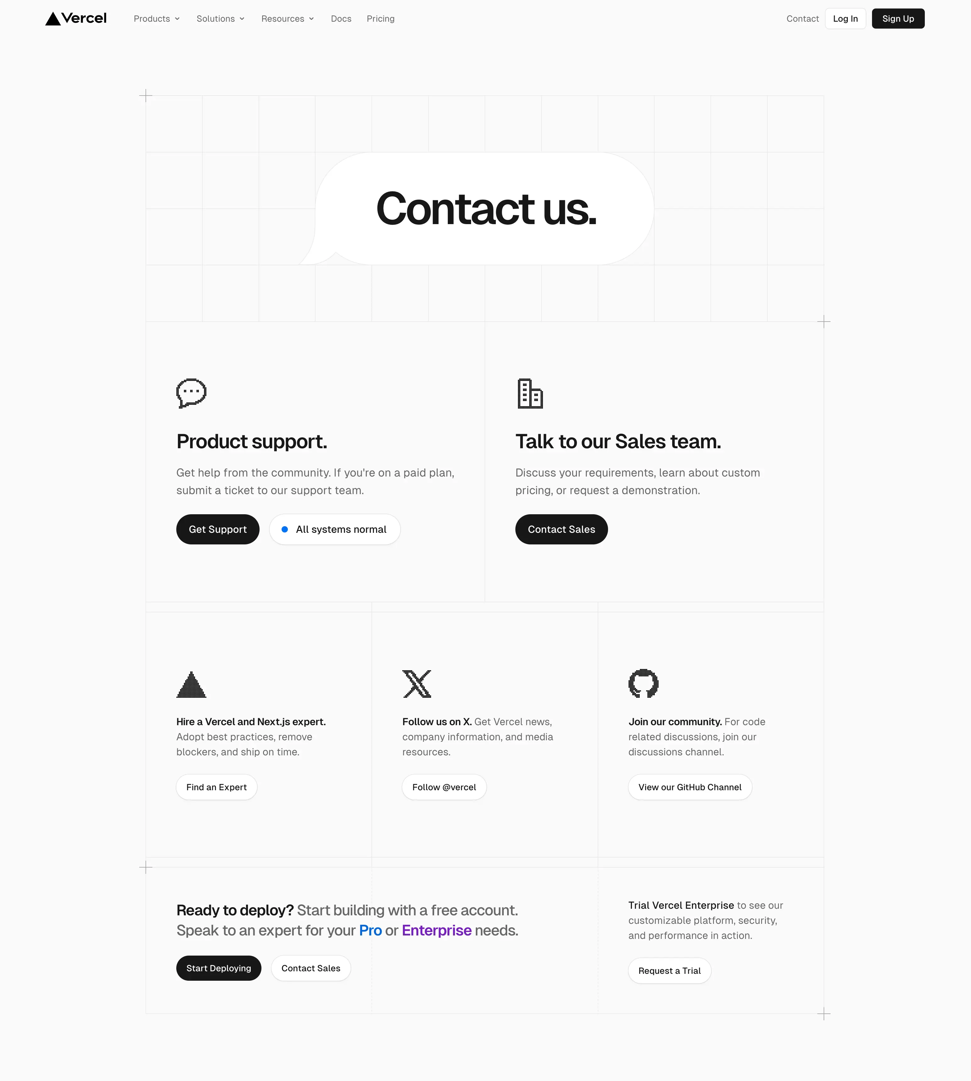 screenshot of the light theme Contact page on desktop.
