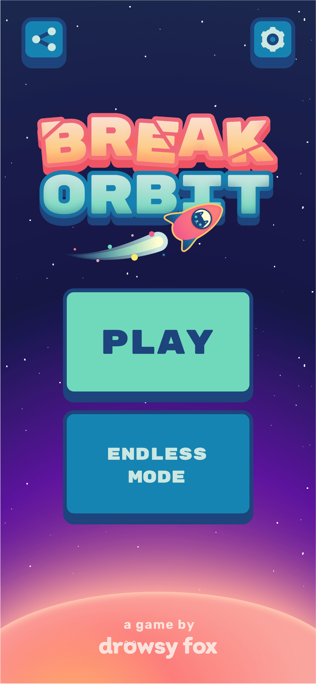 break orbit home screen UI